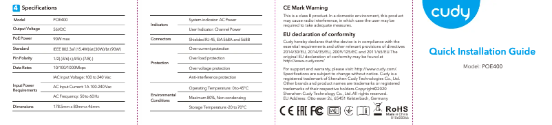 Image de la première page du manuel de l'appareil POE300