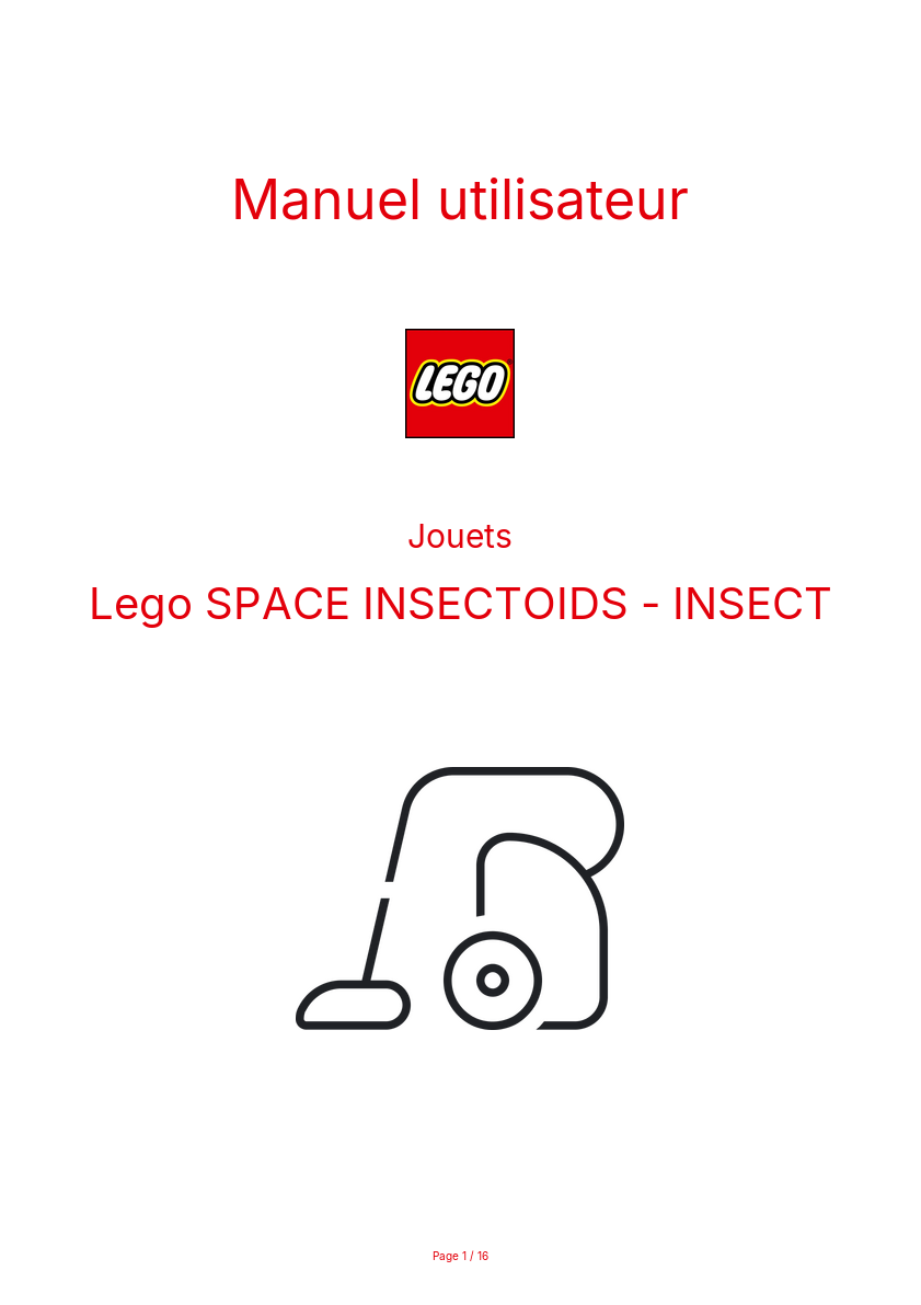 Page n°1 - Manuel utilisateur Lego SPACE INSECTOIDS - INSECT