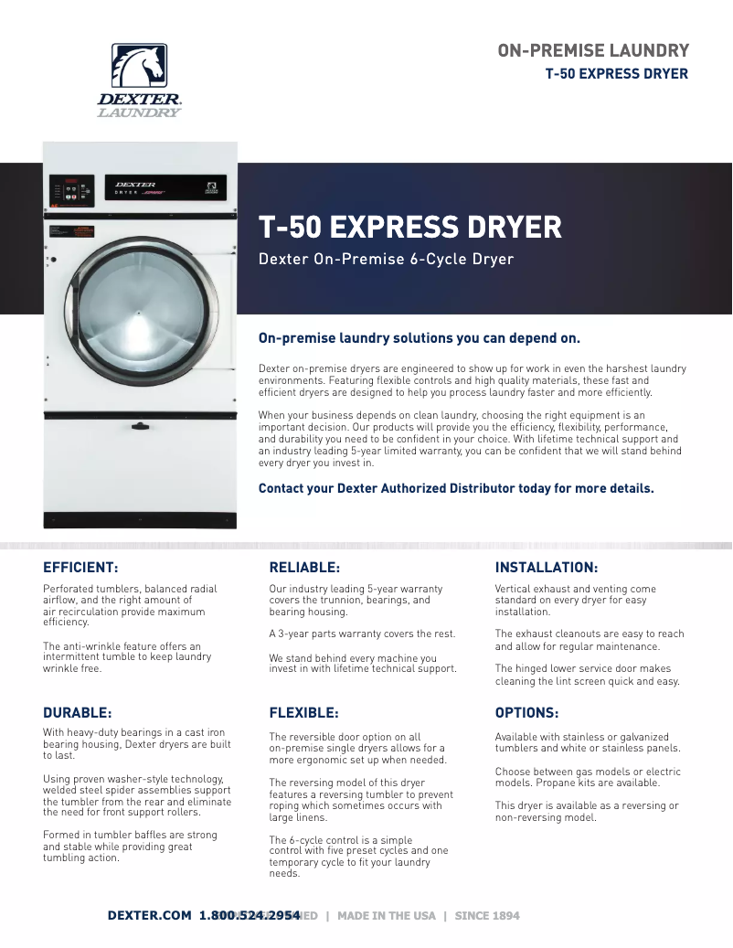 Page n°1 - Fiche technique Dexter Laundry T-50
