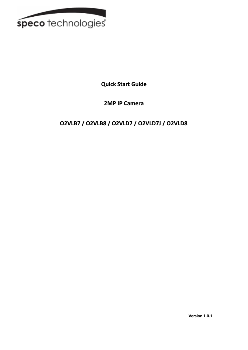 Page 1 de la notice Guide de démarrage rapide Speco Technologies O2VLD7J