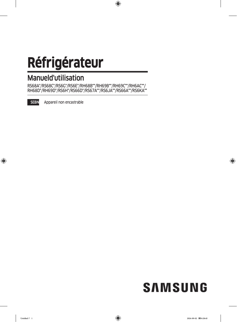 Page 1 de la notice Manuel utilisateur Samsung RH69B8020S9