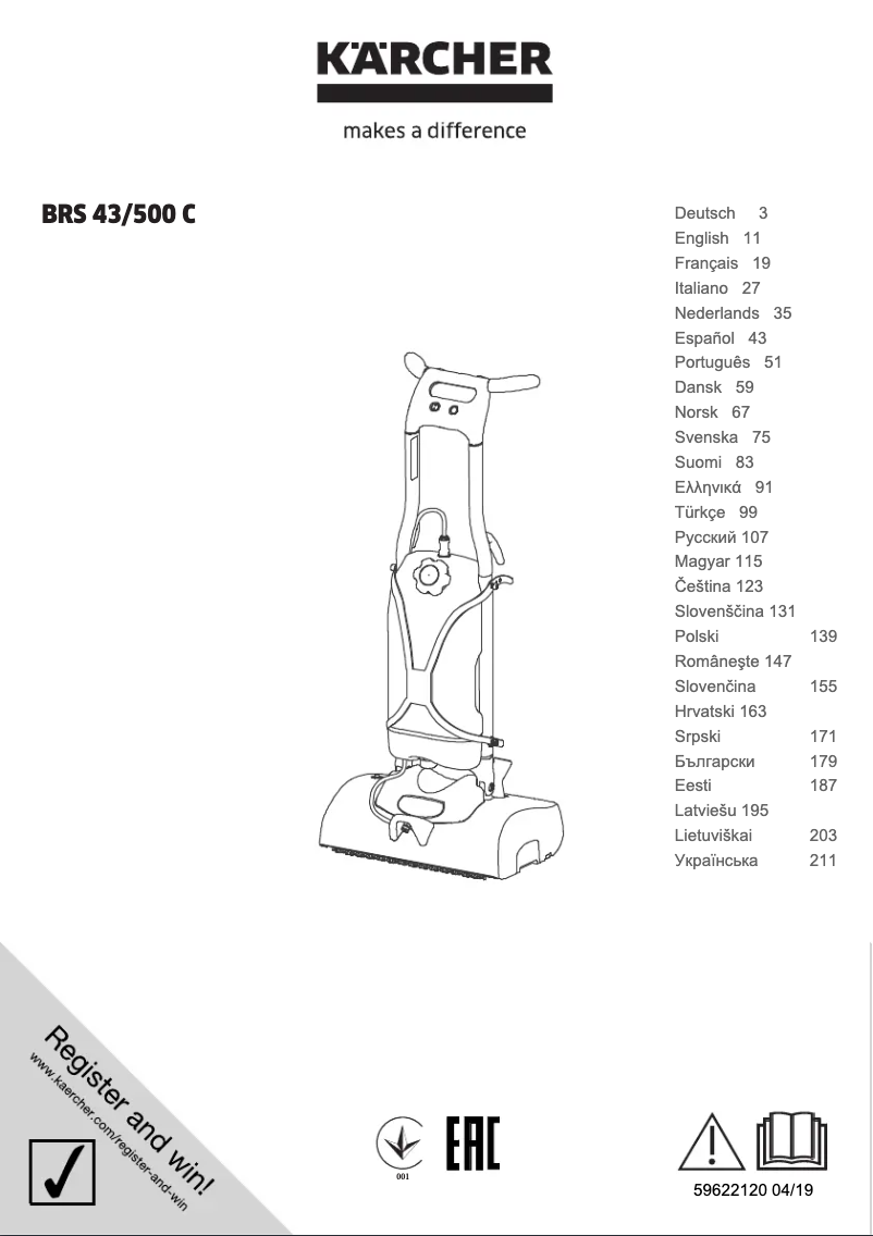 Page 1 de la notice Manuel utilisateur Kärcher BRS 43/500 C