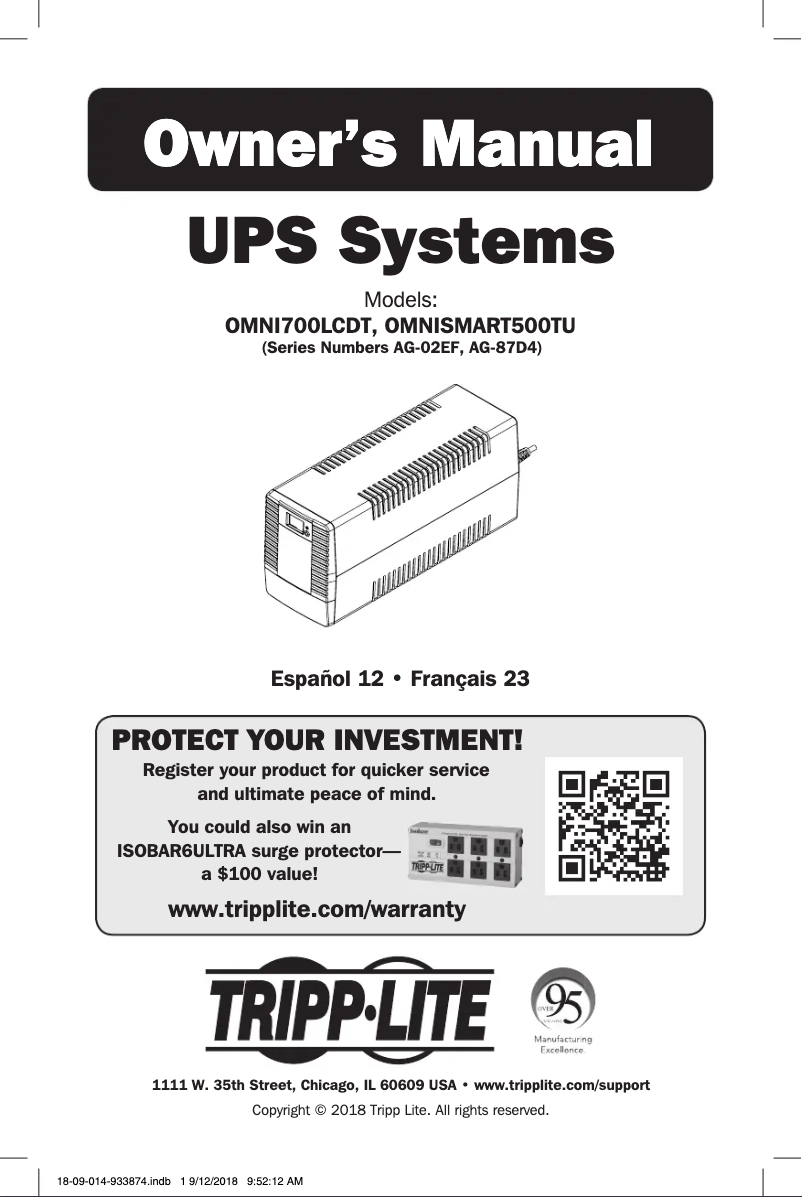 Page n°1 - Manuel utilisateur Tripp Lite OMNI700LCDT