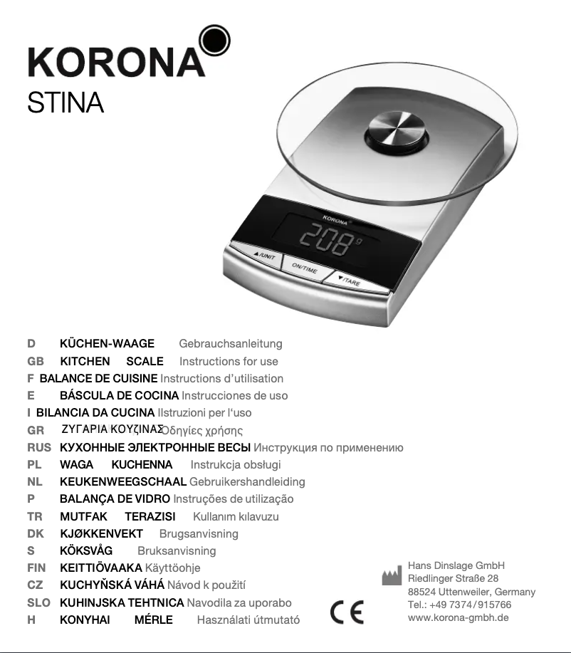 Page 1 de la notice Manuel utilisateur Korona Stina