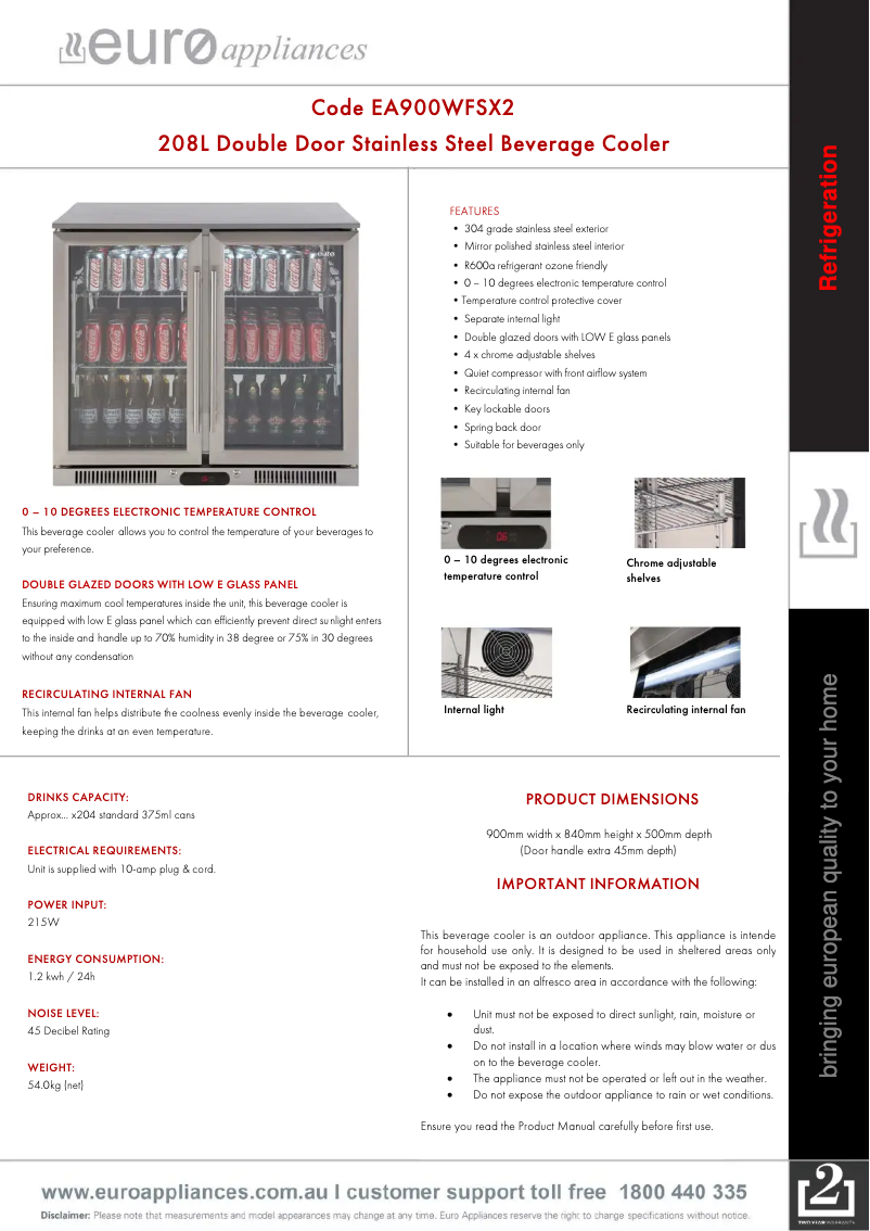 Image de la première page du manuel de l'appareil EA900WFSX2