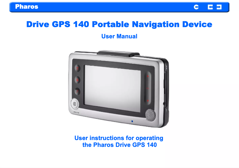 Page n°1 - Manuel utilisateur Pharos Drive GPS 140