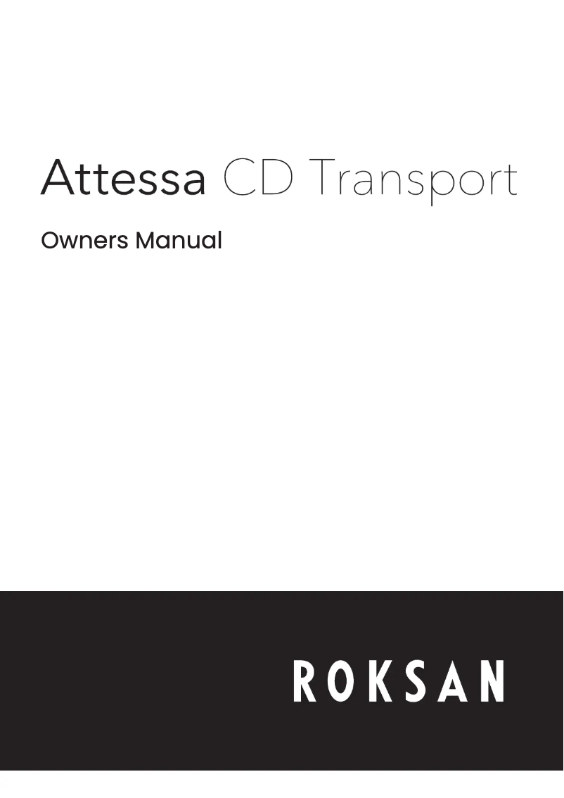 Page n°1 - Manuel utilisateur Roksan Attessa CD Transport