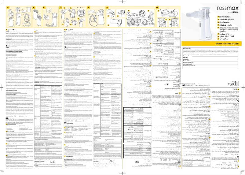 Page 1 de la notice Manuel utilisateur Rossmax NC200