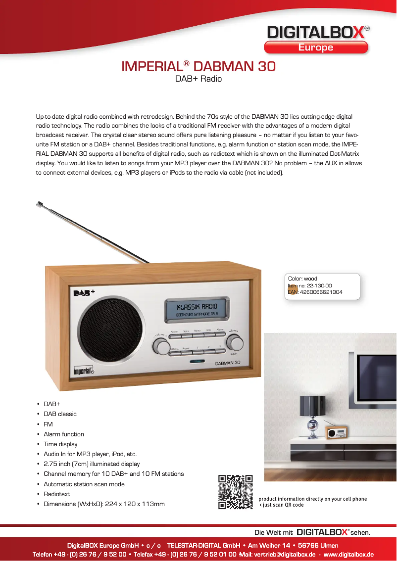 Imagen de la primera página del manual del dispositivo Dabman 30