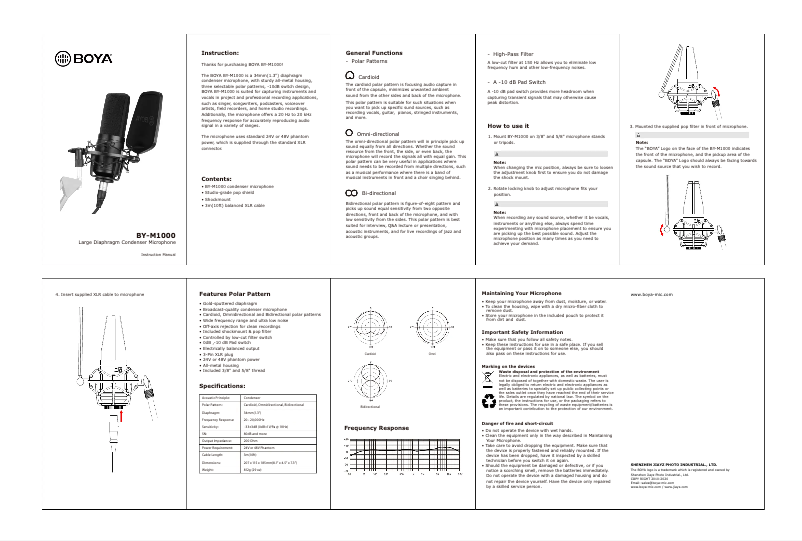 Page n°1 - Manuel utilisateur BOYA BY-M1000