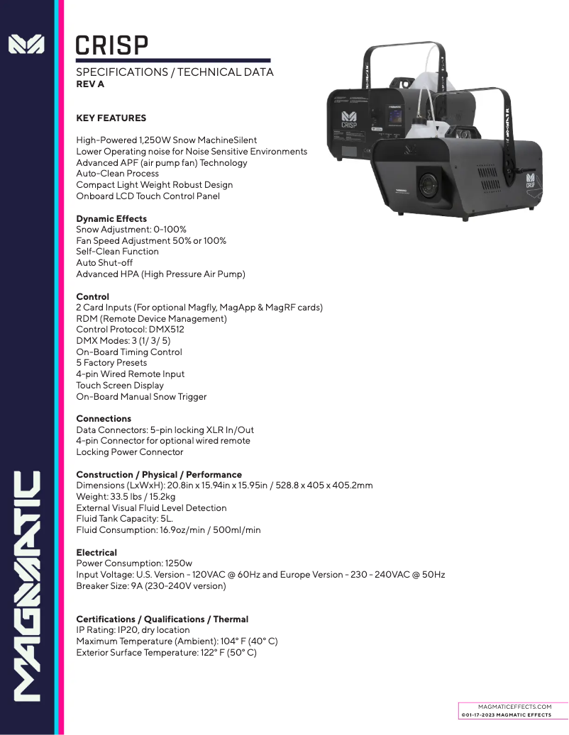Page 1 de la notice Fiche technique Magmatic CRISP