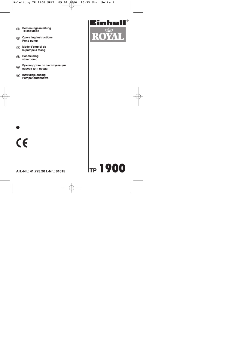 Page n°1 - Manuel utilisateur Einhell Royal TP 1900