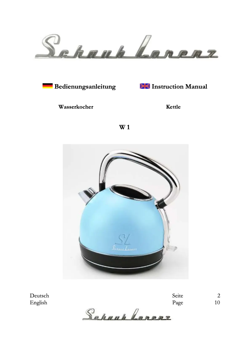 Page 1 de la notice Manuel utilisateur Schaub Lorenz W1