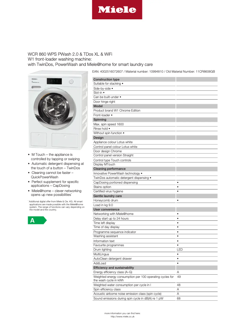 Image de la première page du manuel de l'appareil WCR 860 WPS