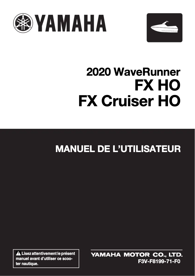 Page n°1 - Manuel utilisateur Yamaha FX Cruiser HO (2020)