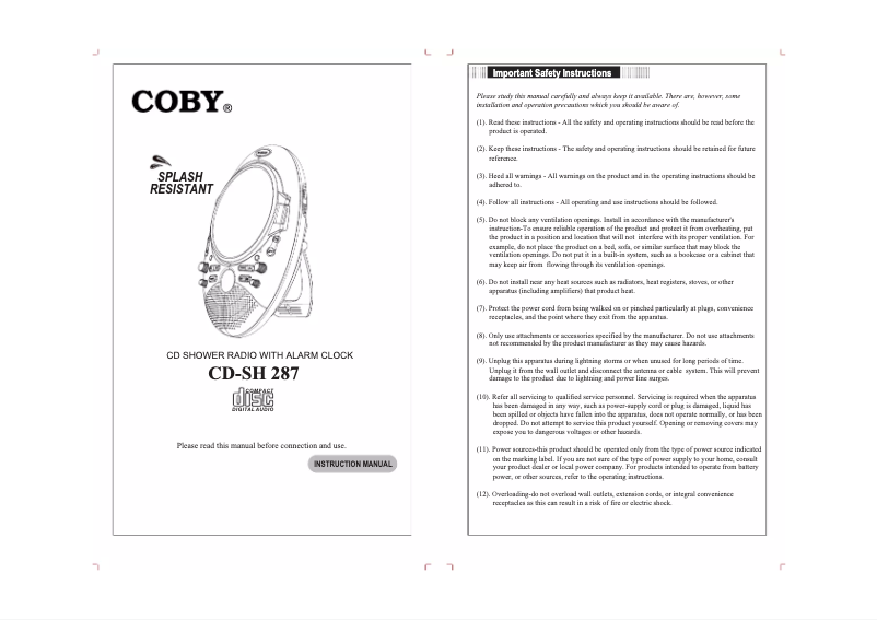 Image de la première page du manuel de l'appareil CD-SH287