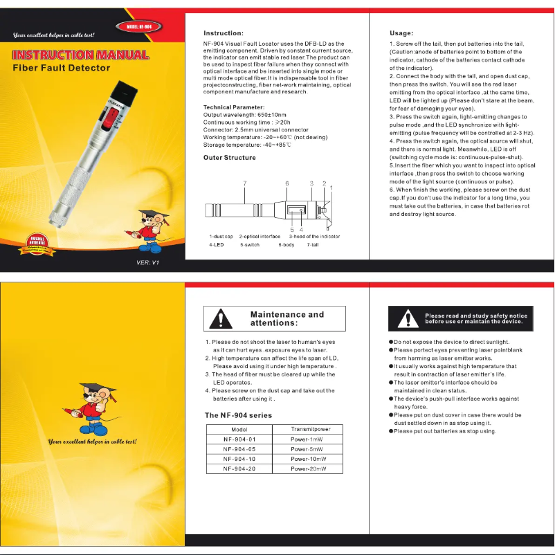Page 1 de la notice Manuel utilisateur Noyafa NF-904