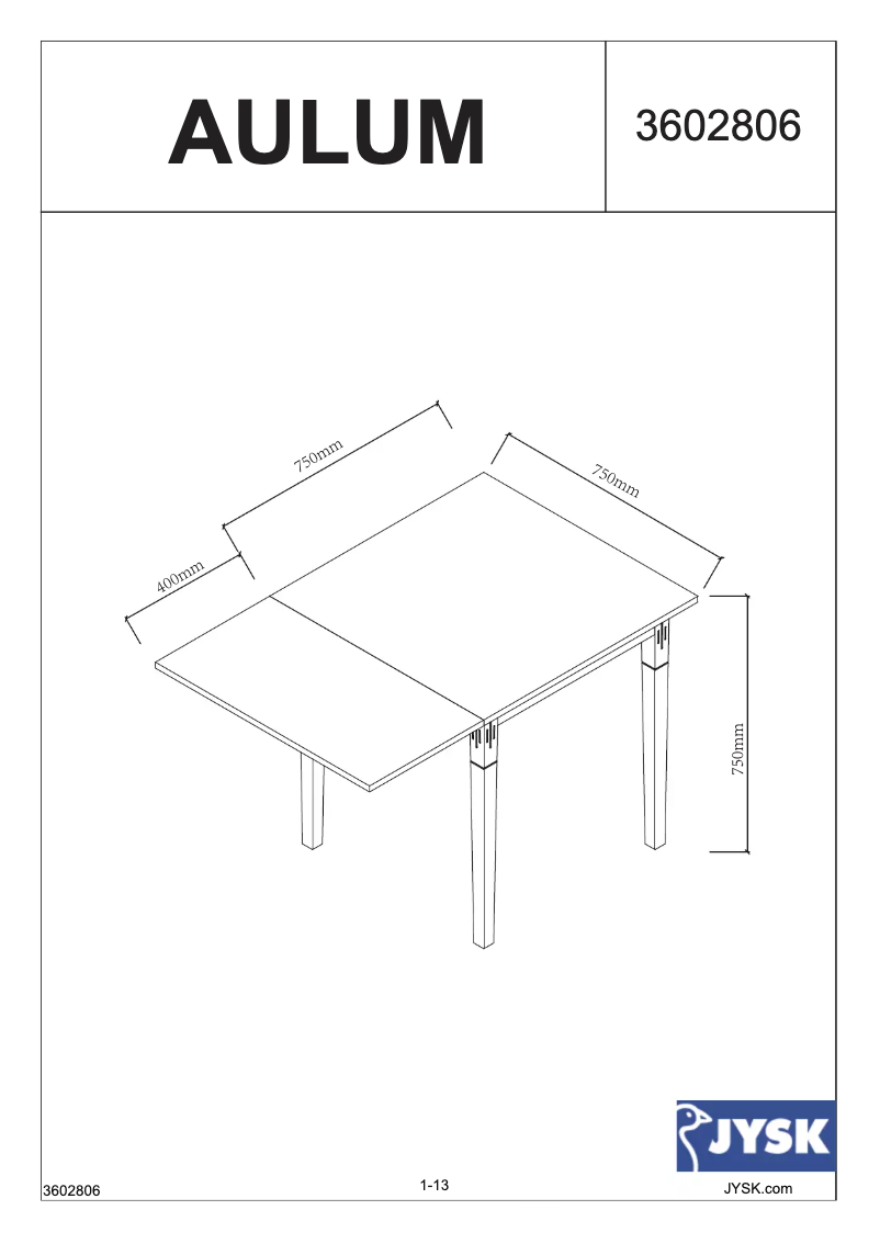 Image de la première page du manuel de l'appareil Aulum (75x115x75)