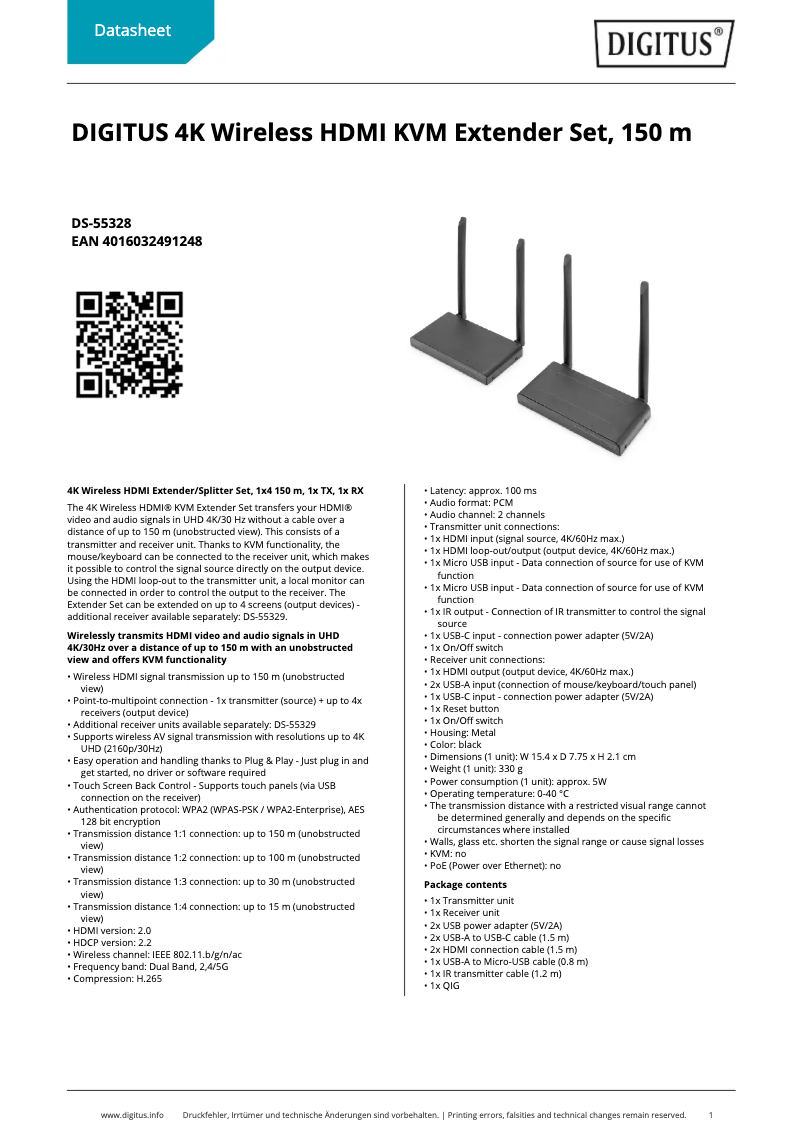 Página 1 del manual Ficha técnica Digitus DS-55328