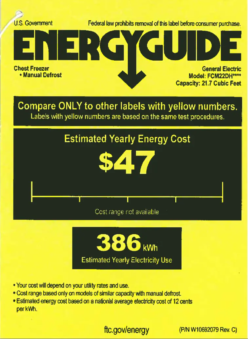 Page n°1 - Label énergétique GE FCM22DHWW
