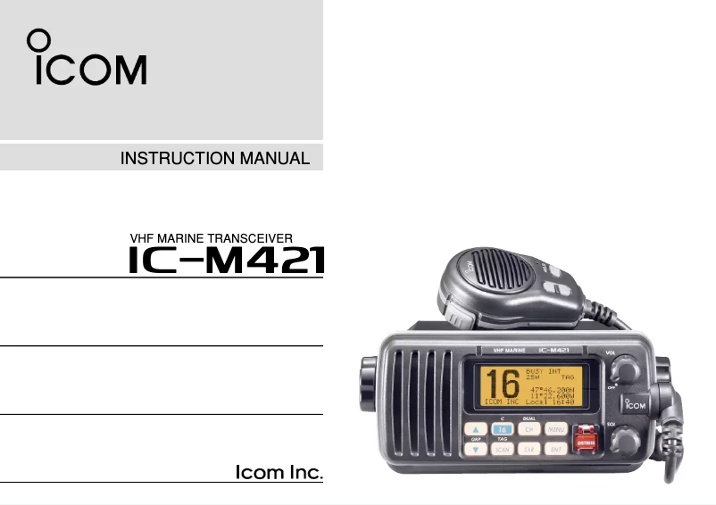Page n°1 - Manuel utilisateur ICOM IC-M421