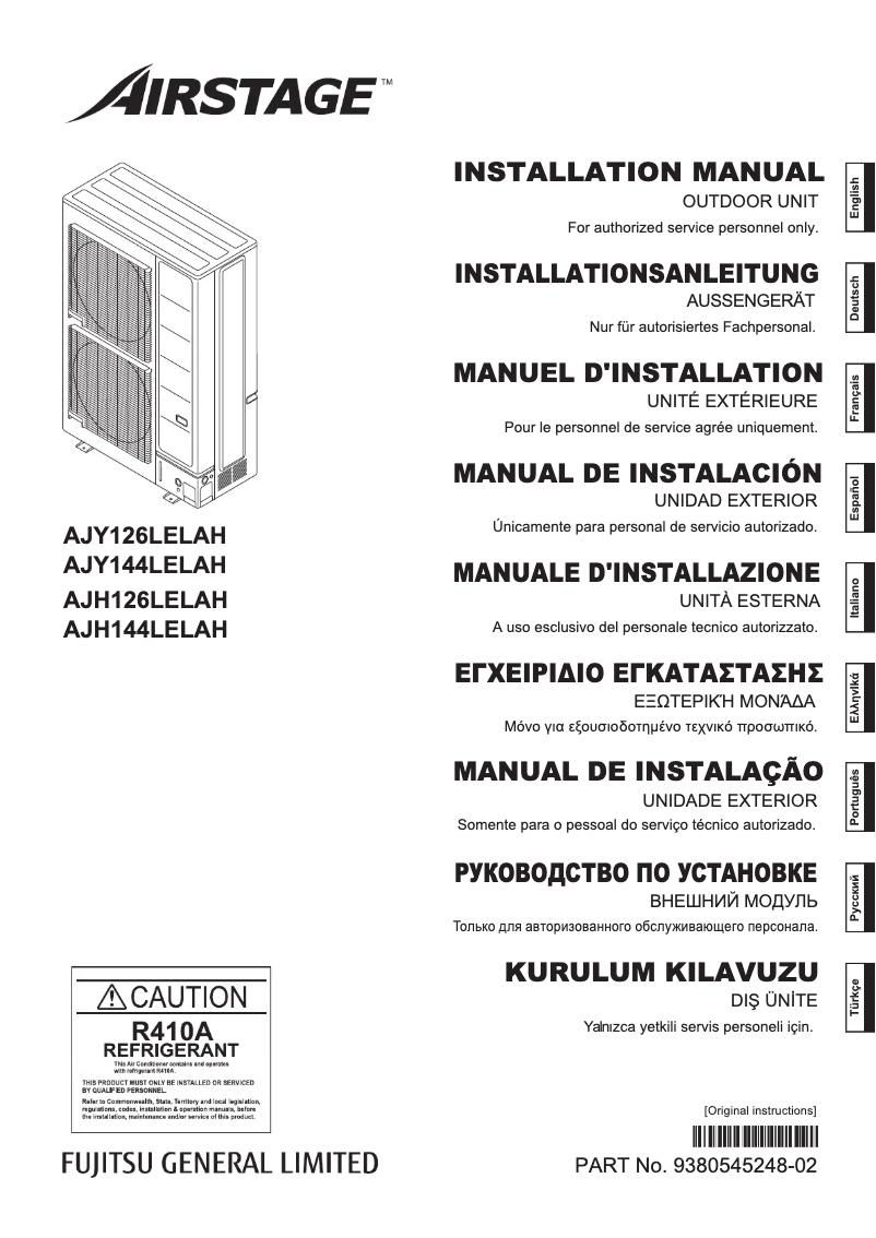 Page 1 de la notice Manuel utilisateur Fujitsu Airstage AJY126LELAH