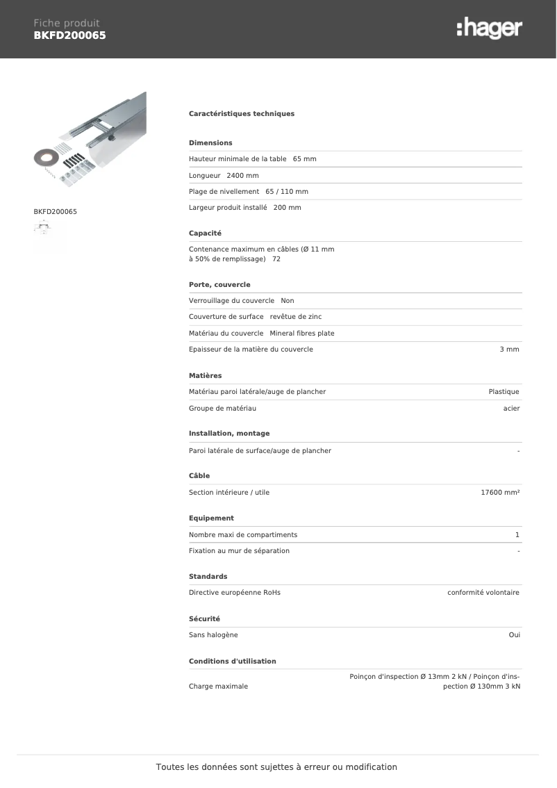 Image de la première page du manuel de l'appareil BKFD200065
