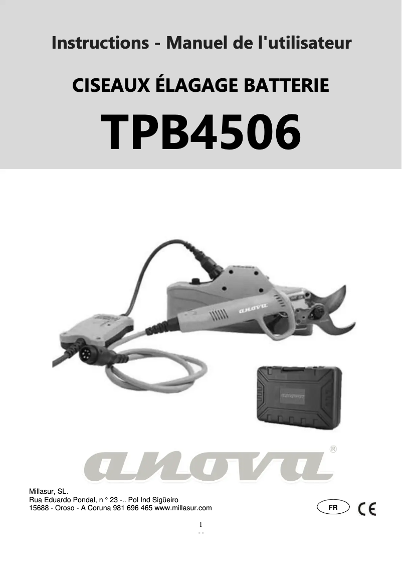 Page n°1 - Manuel utilisateur Anova TPB4506