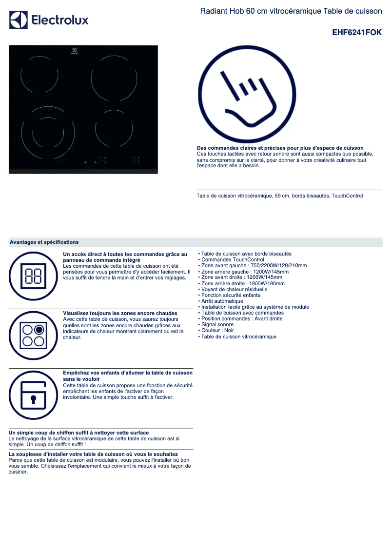Image de la première page du manuel de l'appareil EHF6241FOK