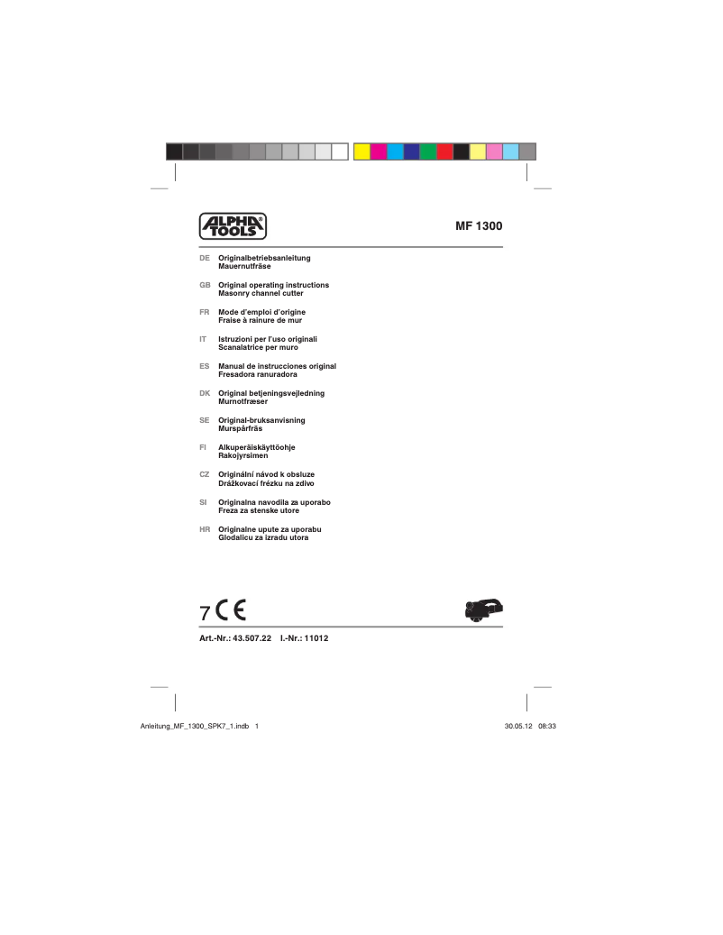 Page 1 de la notice Manuel utilisateur Alpha Tools MF 1300