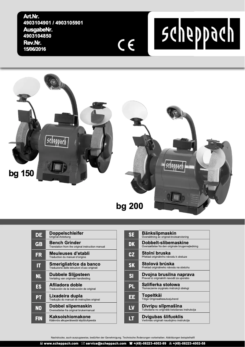 Page n°1 - Manuel utilisateur Scheppach BG200