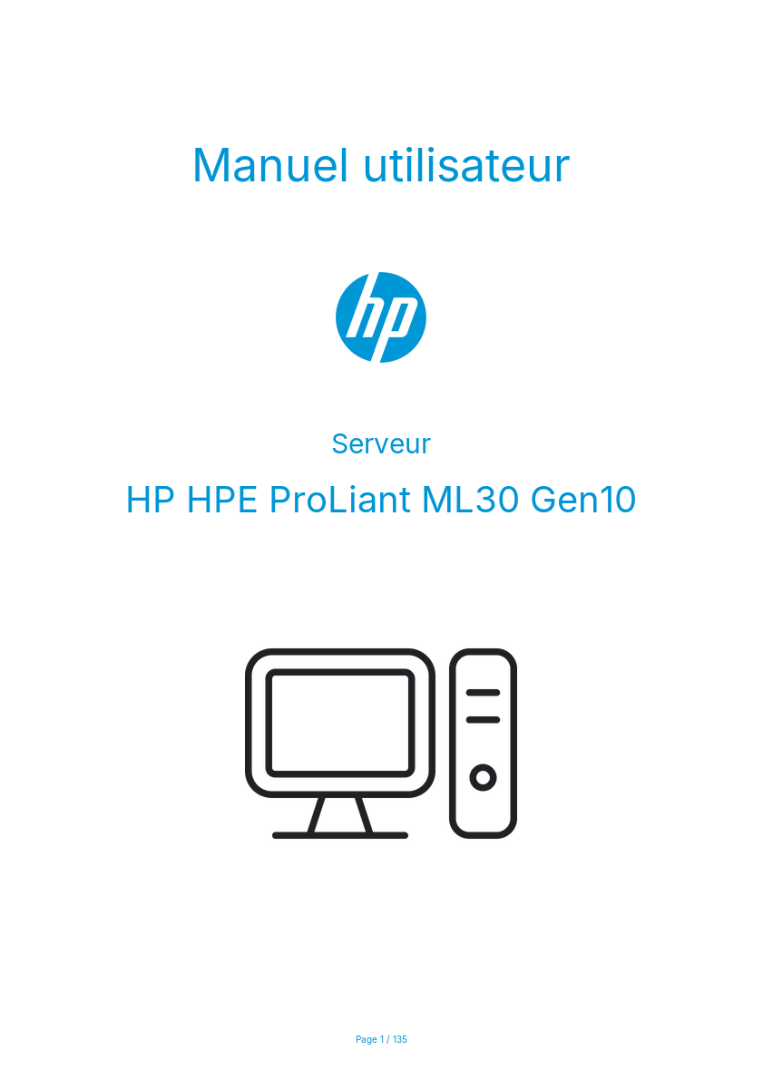 Page n°1 - Manuel utilisateur HP HPE ProLiant ML30 Gen10