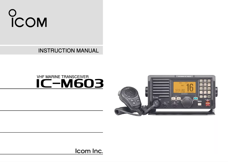 Page n°1 - Manuel utilisateur ICOM IC-M603