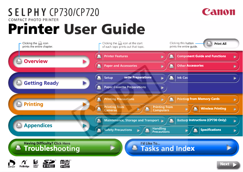 Page n°1 - Manuel utilisateur Canon Selphy CP720