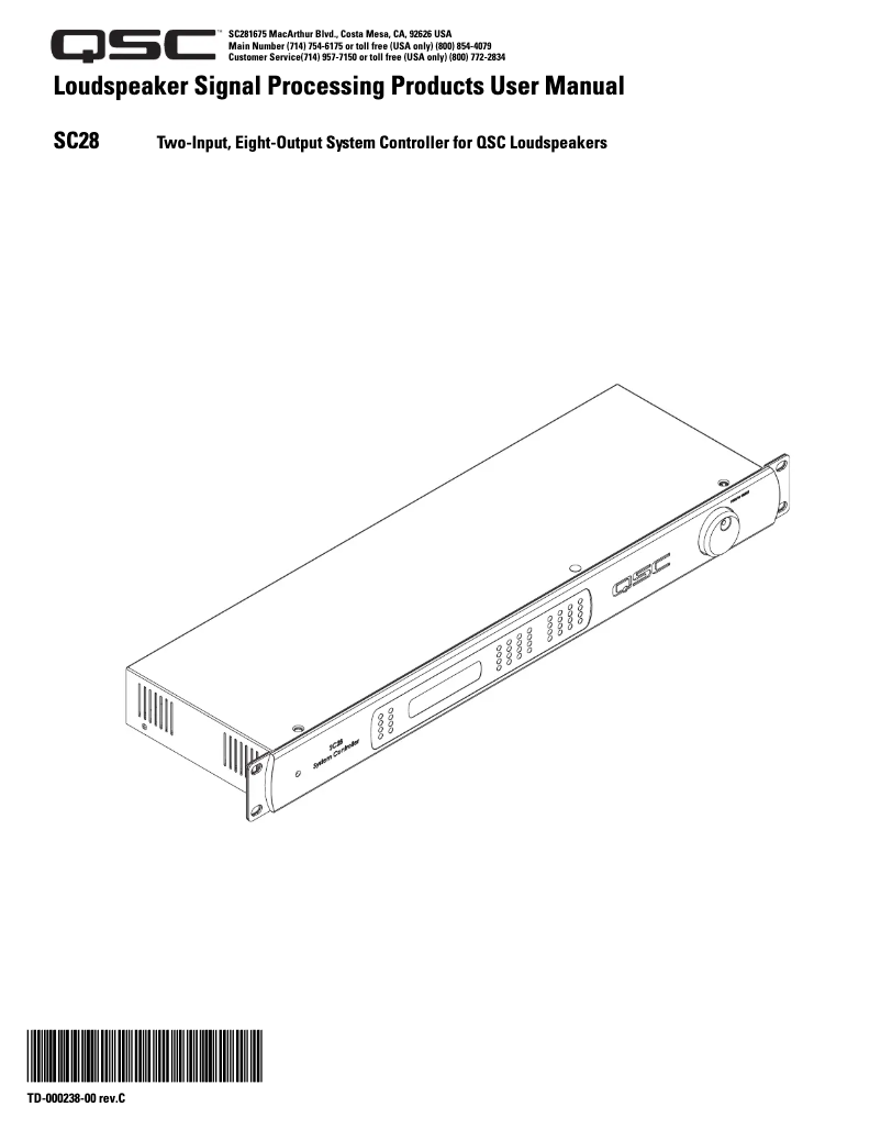 Page 1 de la notice Manuel utilisateur QSC SC28