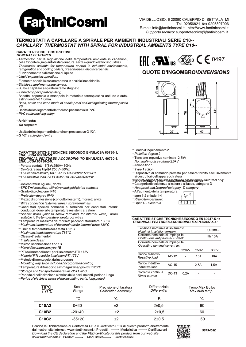 Page n°1 - Manuel utilisateur Fantini Cosmi C10