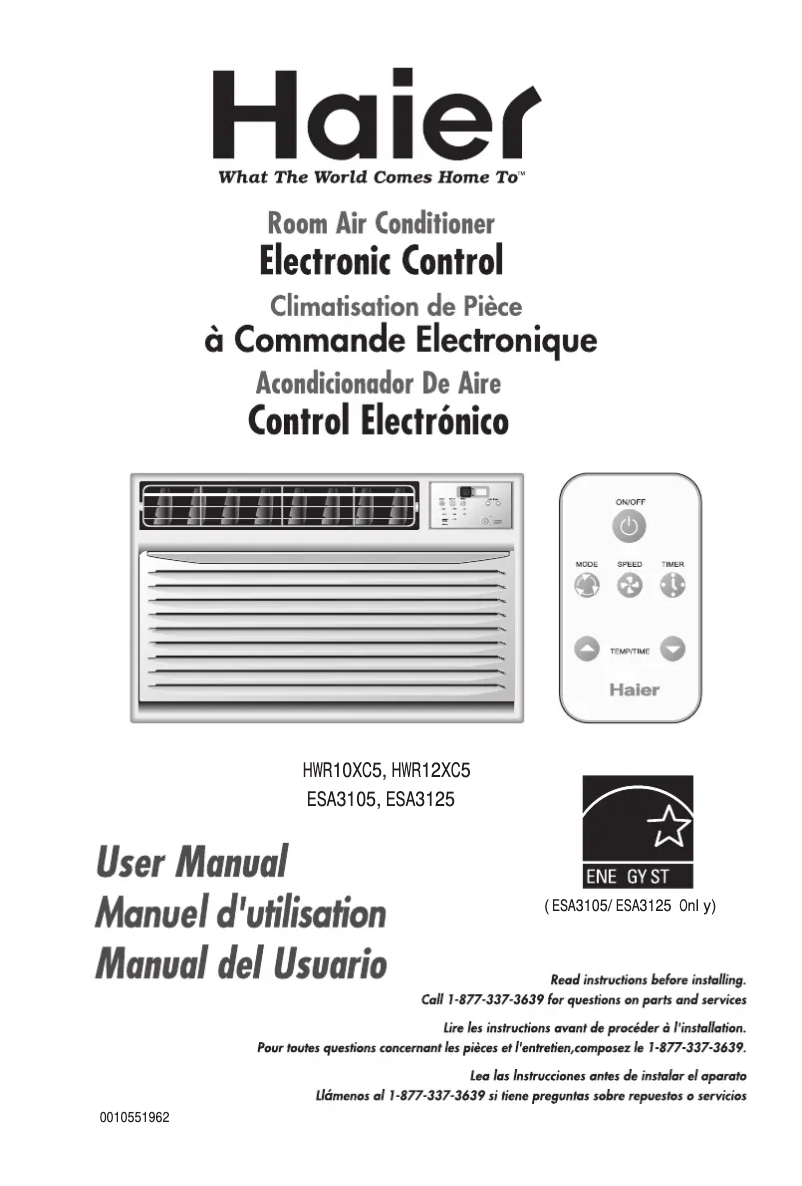 Page 1 de la notice Manuel utilisateur Haier ESA3105