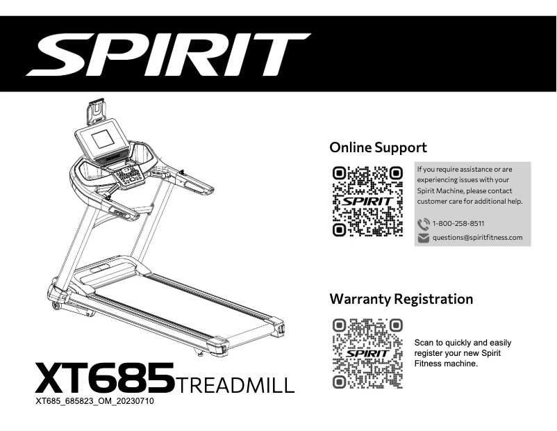 Page n°1 - Manuel utilisateur Spirit Fitness XT685
