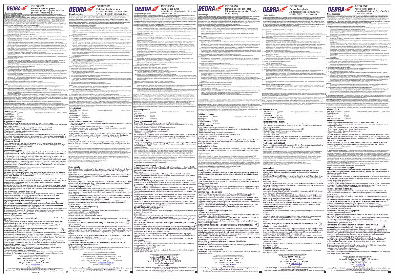 Page n°1 - Manuel utilisateur DEDRA DED7552