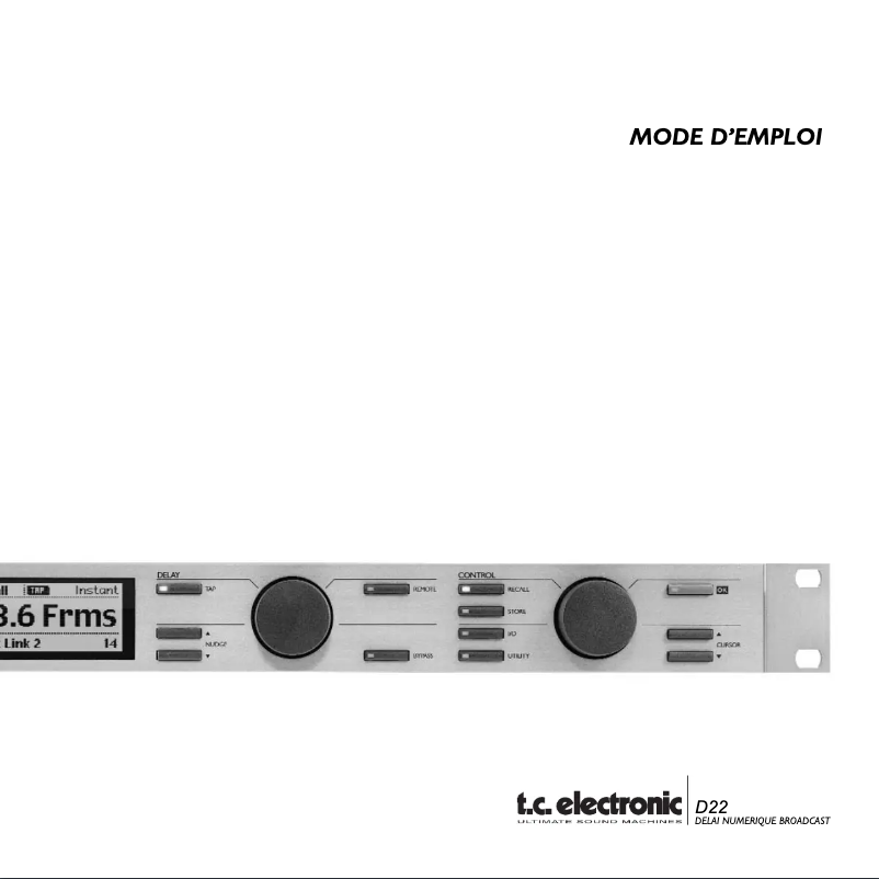 Page 1 de la notice Manuel utilisateur TC Electronic D22