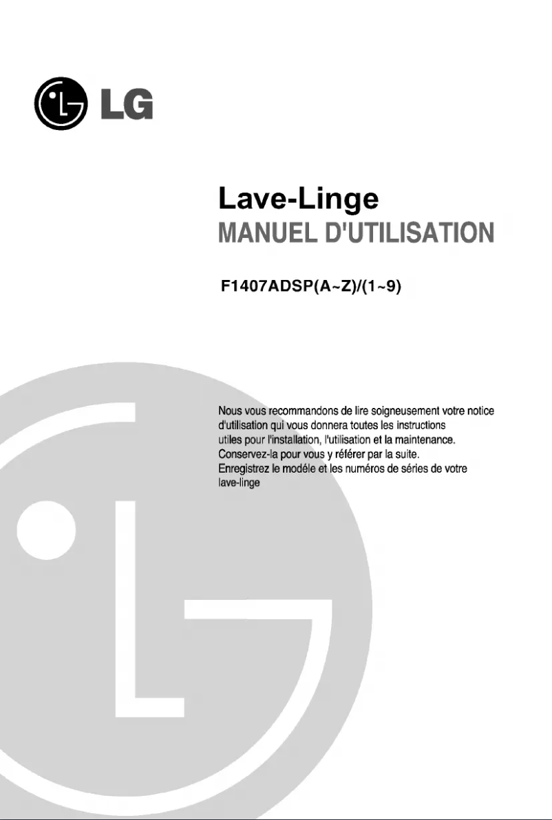 Page n°1 - Manuel utilisateur LG F1407ADSPE