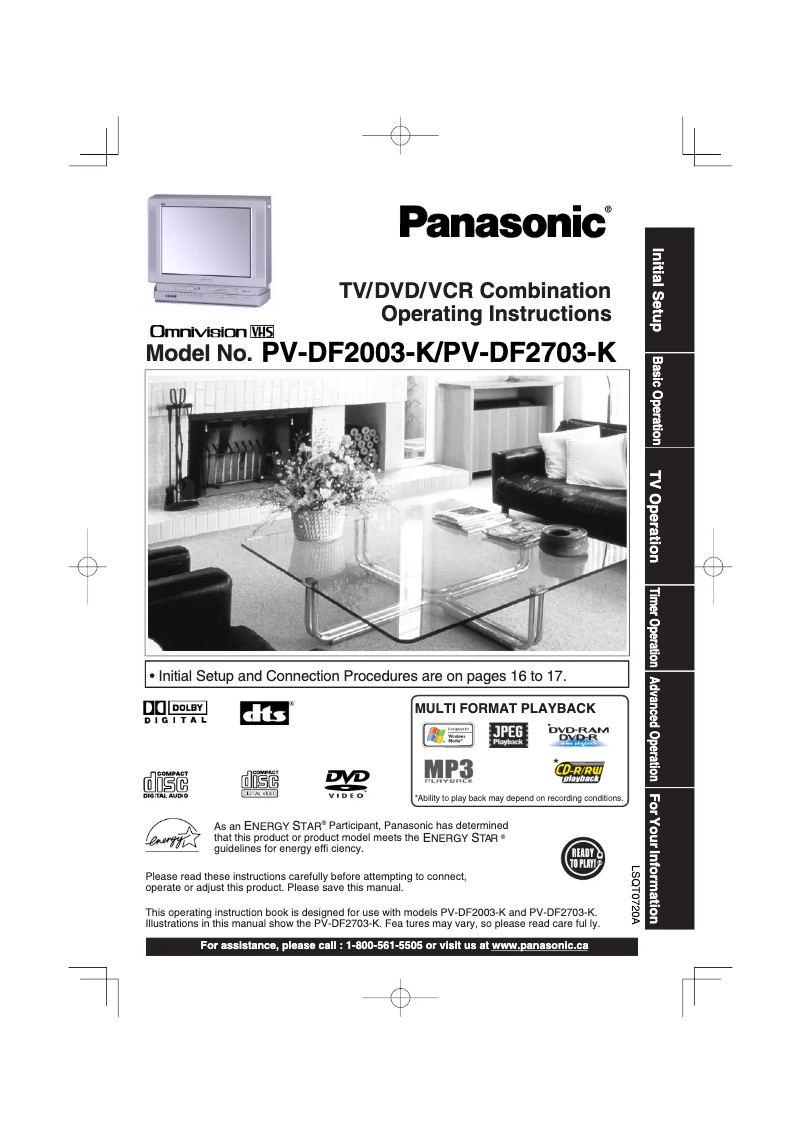 Page 1 de la notice Manuel utilisateur Panasonic PV-DF2703K