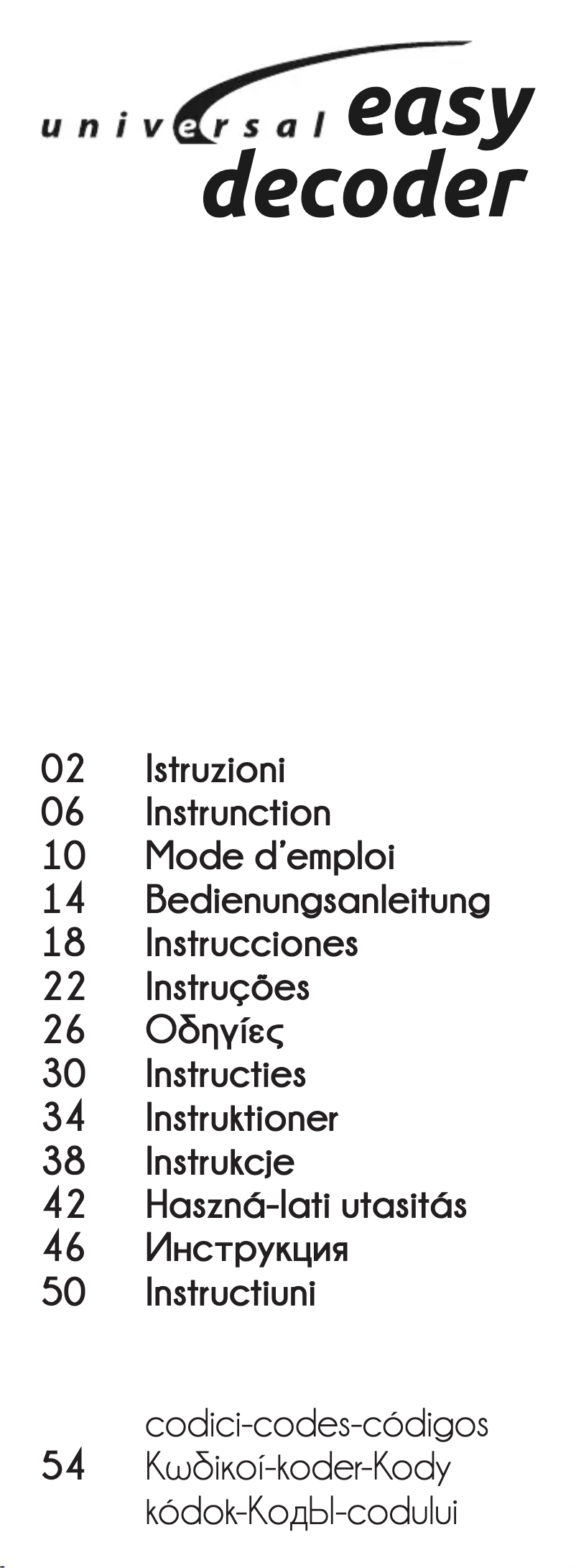 Page n°1 - Manuel utilisateur GBS Elettronica Universal Easy Decoder