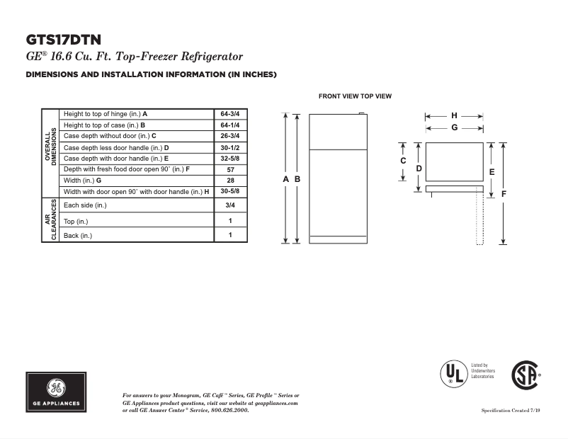 First page image of the manual for GTS17DTNRBB