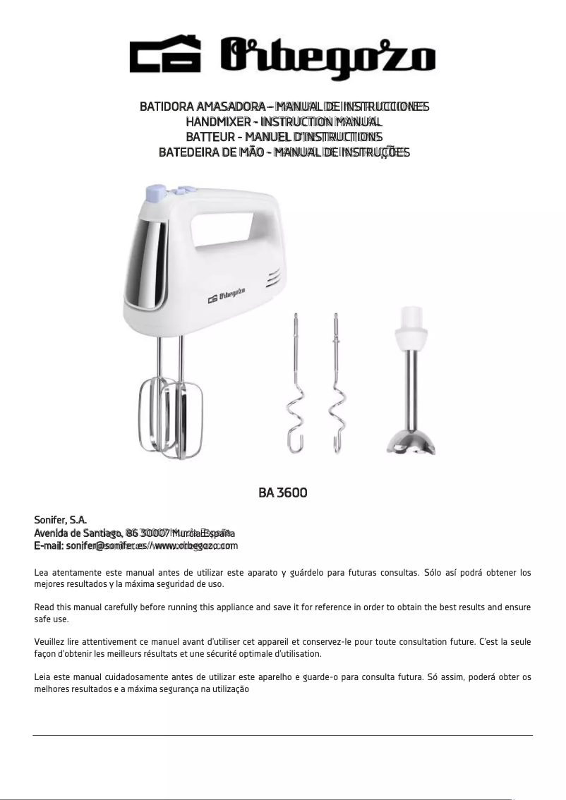 Image de la première page du manuel de l'appareil BA 3600