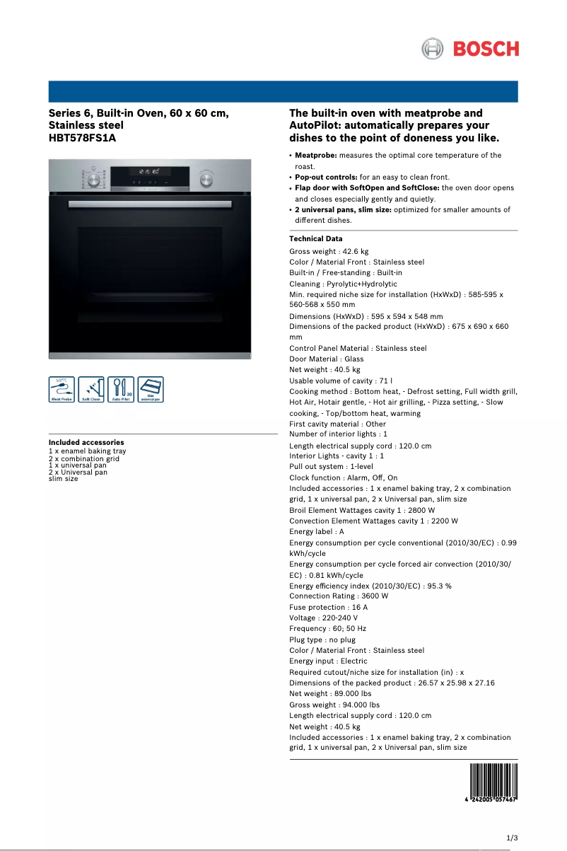 Image de la première page du manuel de l'appareil HBT578FS1A