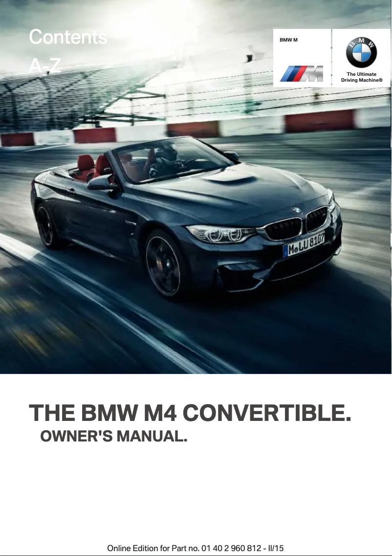 Page 1 de la notice Manuel utilisateur BMW M4 Convertible (2015)