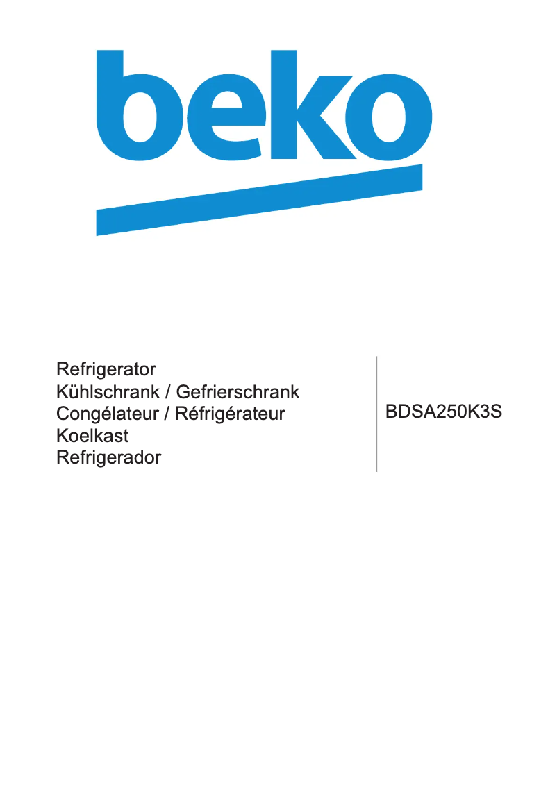 Page 1 de la notice Manuel utilisateur Beko BDSA250K3S