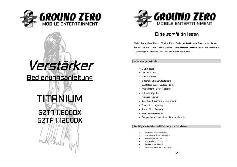 Página 1 del manual Manual de usuario Ground Zero GZTA 1.1200DX