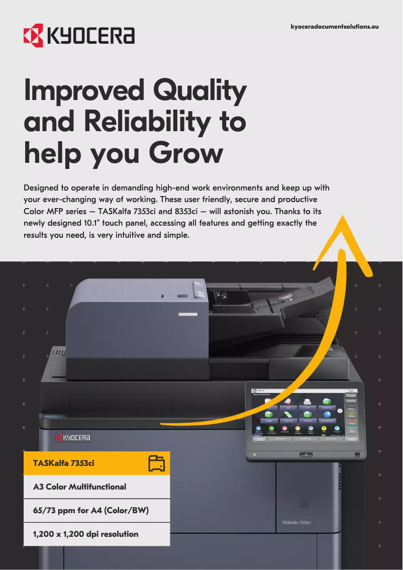 Page 1 de la notice Fiche technique Kyocera TASKalfa 7353ci